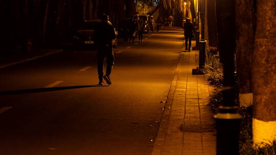 城市夜晚步行街年轻人