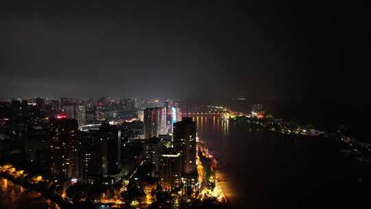 航拍四川乐山肖公嘴夜景