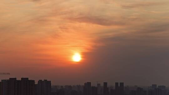 杭州城市高层云日出延时
