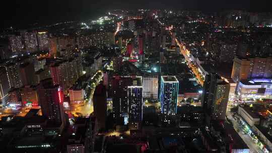 青海西宁城市夜景灯光航拍