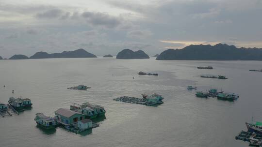 航拍越南下龙湾景观视频素材模板下载
