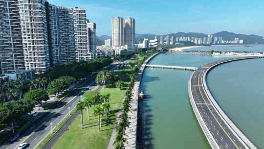 海边公路航拍沿海公路海岸线风光沿海大道