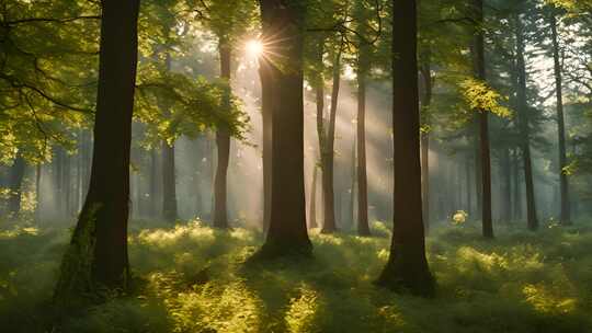 早晨唯美梦幻的的森林