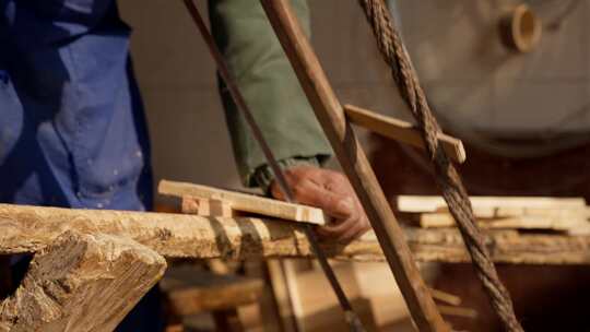 木工加工木材特写