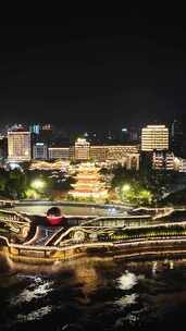 四川宜宾合江门广场夜景竖版视频