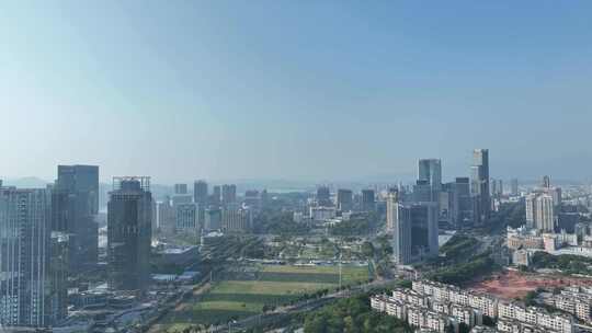 惠州市政府办公大楼航拍惠州市中心建筑风光视频素材模板下载