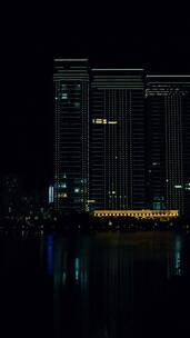 城市航拍福建厦门城市夜景竖屏航拍