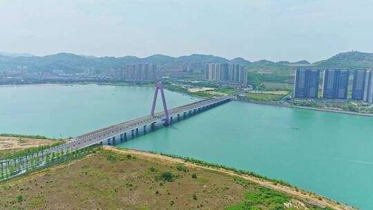 漳州港双鱼岛海岸线美景航拍视频素材模板下载