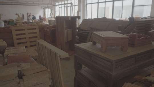 4K原始素材 木材家具厂库展示