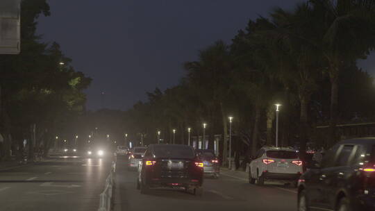 夜晚珠海马路车流虚实结合视频素材模板下载