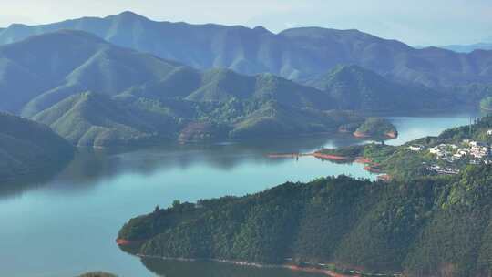 航拍黄浦江源头高山水库视频素材模板下载