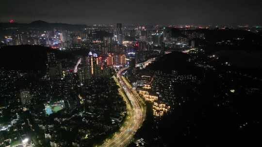 深圳罗湖区夜景航拍