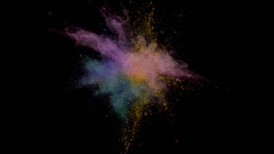 4K高处爆炸的多彩粉尘粒子动画视频 (6)