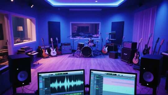 专业录音室音乐制作场景