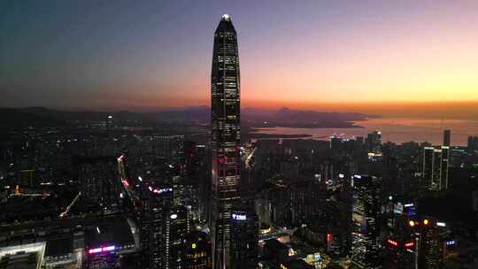 深圳平安金融中心大楼夜景航拍【4K60】视频素材模板下载