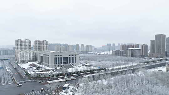 航拍晋城市马路街景