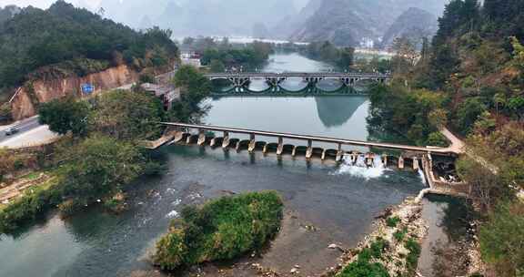 广西河池巴马盘阳河风景区航拍0811