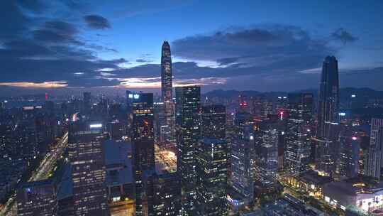 粤港澳大湾区城市繁华夜景深圳CBD城市核心