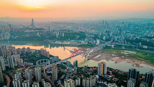4K重庆菜园坝大桥日落延时摄影苏家坝立交视频素材模板下载