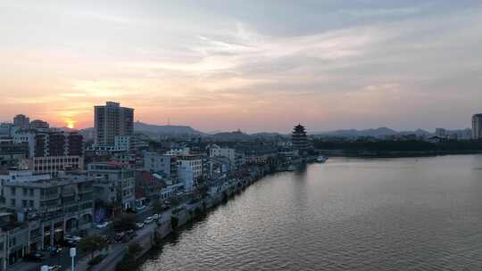 惠州水东街商业城航拍水东西路商业旅游街道