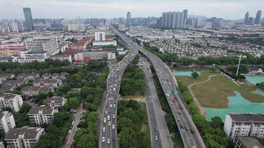 江苏苏州城市交通高架桥航拍