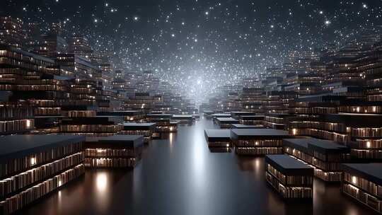 未来城市科技感建筑群星光璀璨