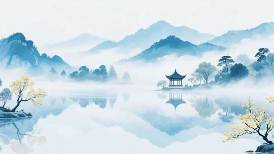 水墨山水古风意境景观