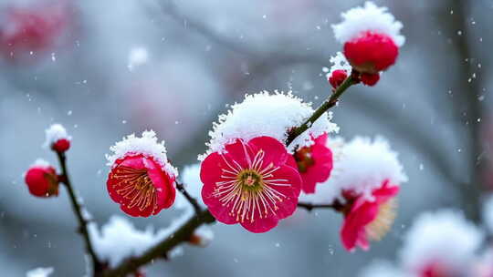 雪景梅花冬梅傲雪