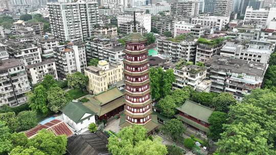 广东省广州市越秀区六榕寺塔全景航拍