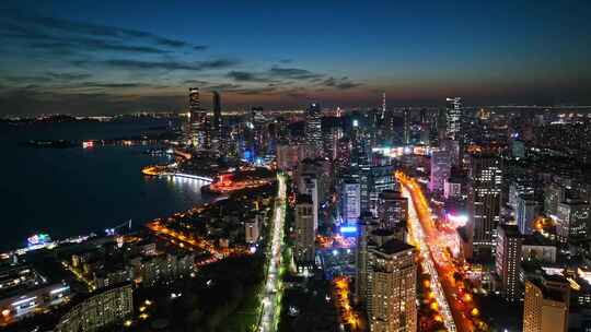 青岛夜景青岛城市夜景航拍