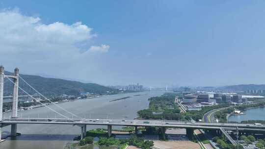 福州花海公园航拍城市公园风景南江滨西大道