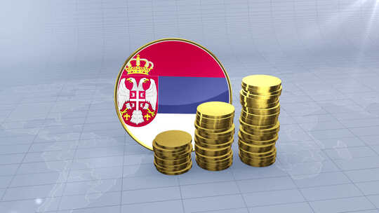 塞尔维亚国旗与普通金币塔