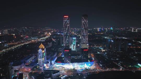 昆明西山万达广场、双塔夜景航拍