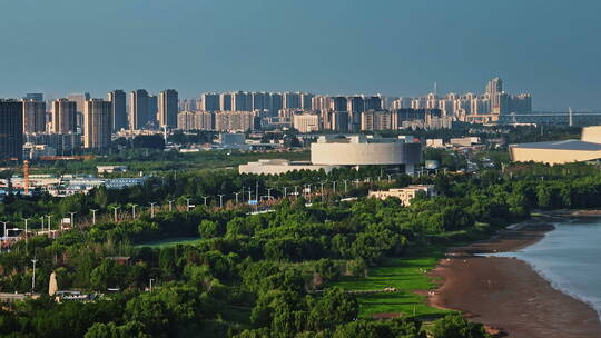 航拍南京江北新区城建以及绿化