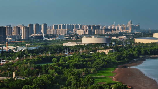 航拍南京江北新区城建以及绿化视频素材模板下载