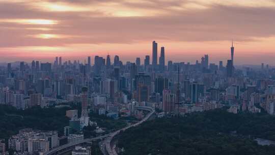 大湾区广州日出光影朝霞