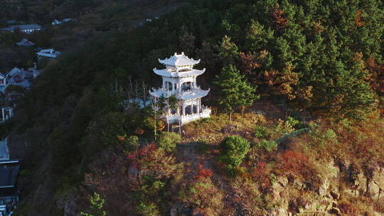 青岛市崂山旅游景区太清宫航拍4k素材