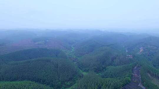 360度环绕航拍丘陵群山绿色森林全景风光