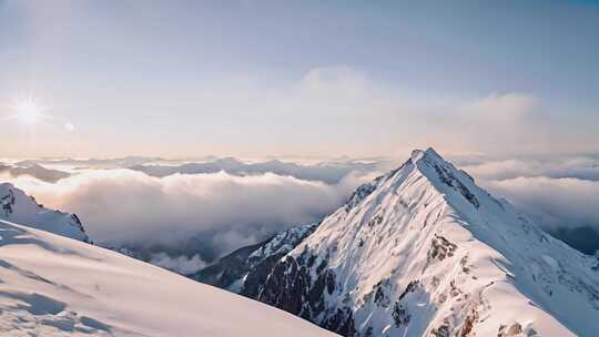 雪山高原山峰云雾