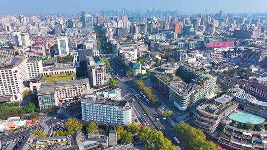 浙江杭州西湖景区环城西路城市风景风光航拍