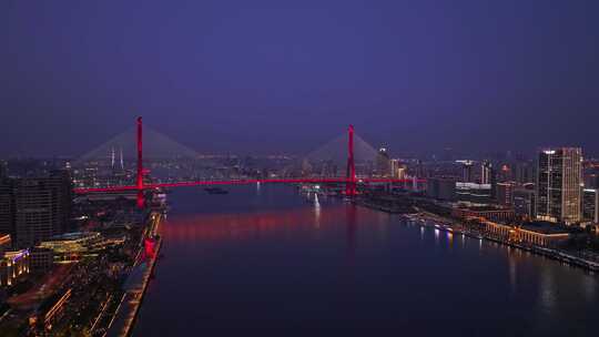 杨浦大桥夜景航拍视频素材模板下载