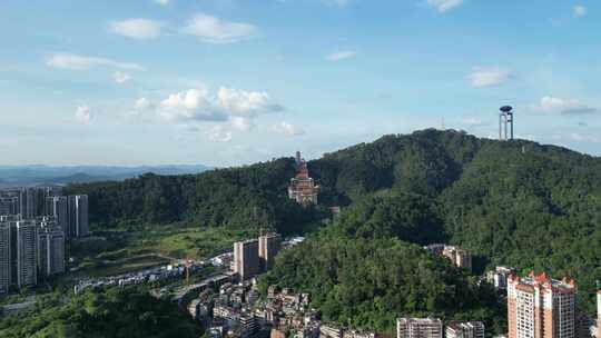 梧州白云山风景区四恩禅寺航拍