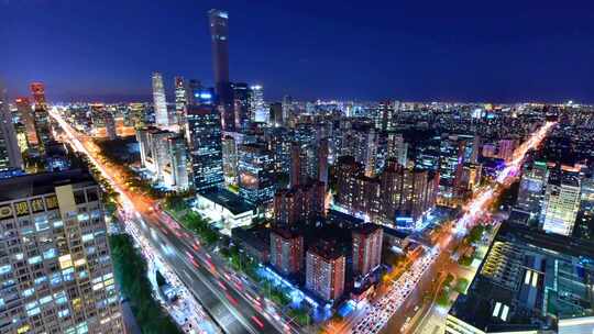 北京夜景CBD城市晚景延时_1080p