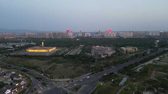 航拍洛阳博物馆夜景