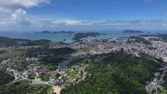 海滨城市鸟瞰全景