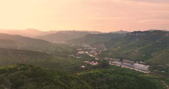 济南南部山区山区村落航拍