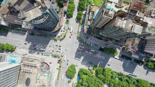 湖南省衡阳市解放大道大洋百货十字路口航拍