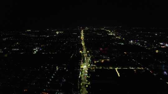绍兴城市夜景灯光交通航拍