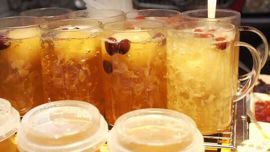 陕西西安回民街美食饮品冰糖雪梨升格慢镜