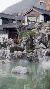 中式合院外景观水池假山假石
